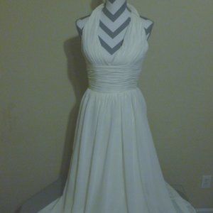 Long Cream Halter Dress
